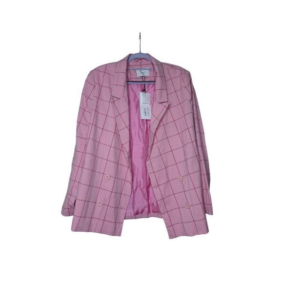 Just Female Valeria Checkered Blazer In Pink Size S Double Breasted Womens - Picture 3 of 8